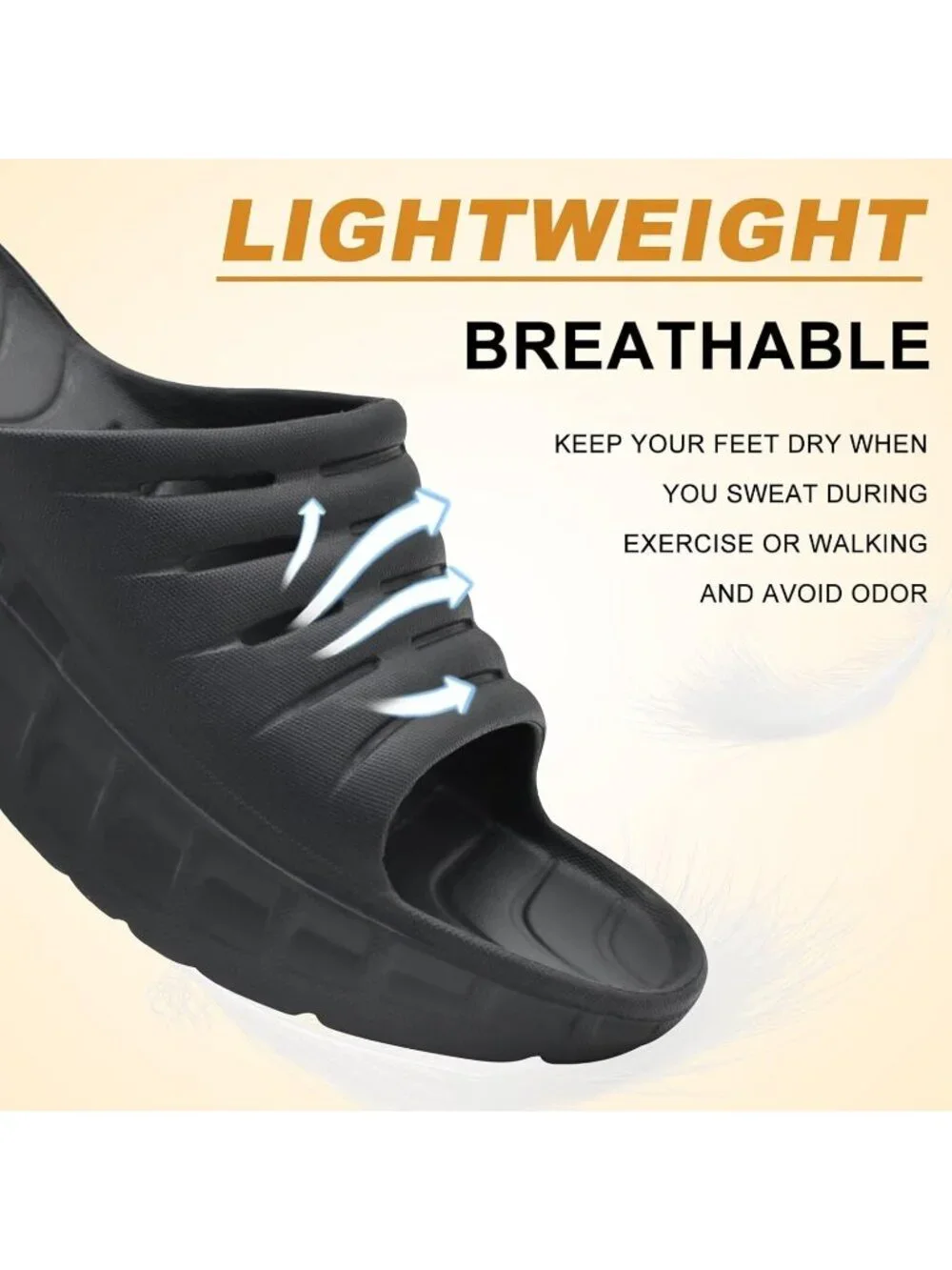 Men's Black Sandals Orthotic Arch Support Open Toe Sport Slides Thick Cushion